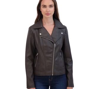 Baccini Women's Charcoal Leather Jacket
